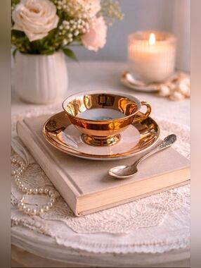 Vintage Burgtheater Teacup & Saucer, Made in Austria